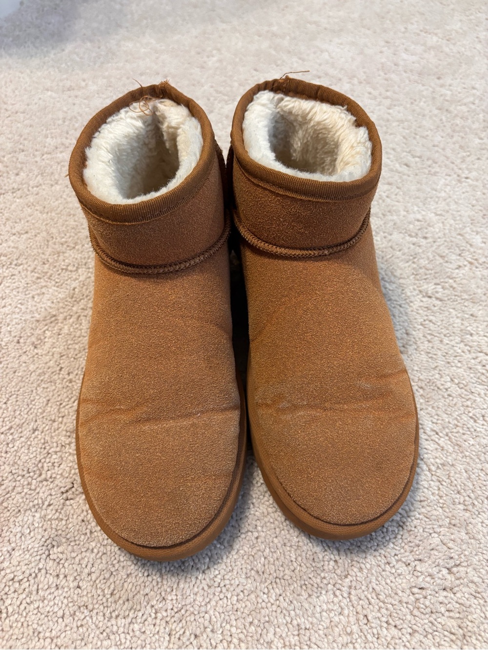 Cozy Faux-Suede Lined Ankle Boots in Chestnut